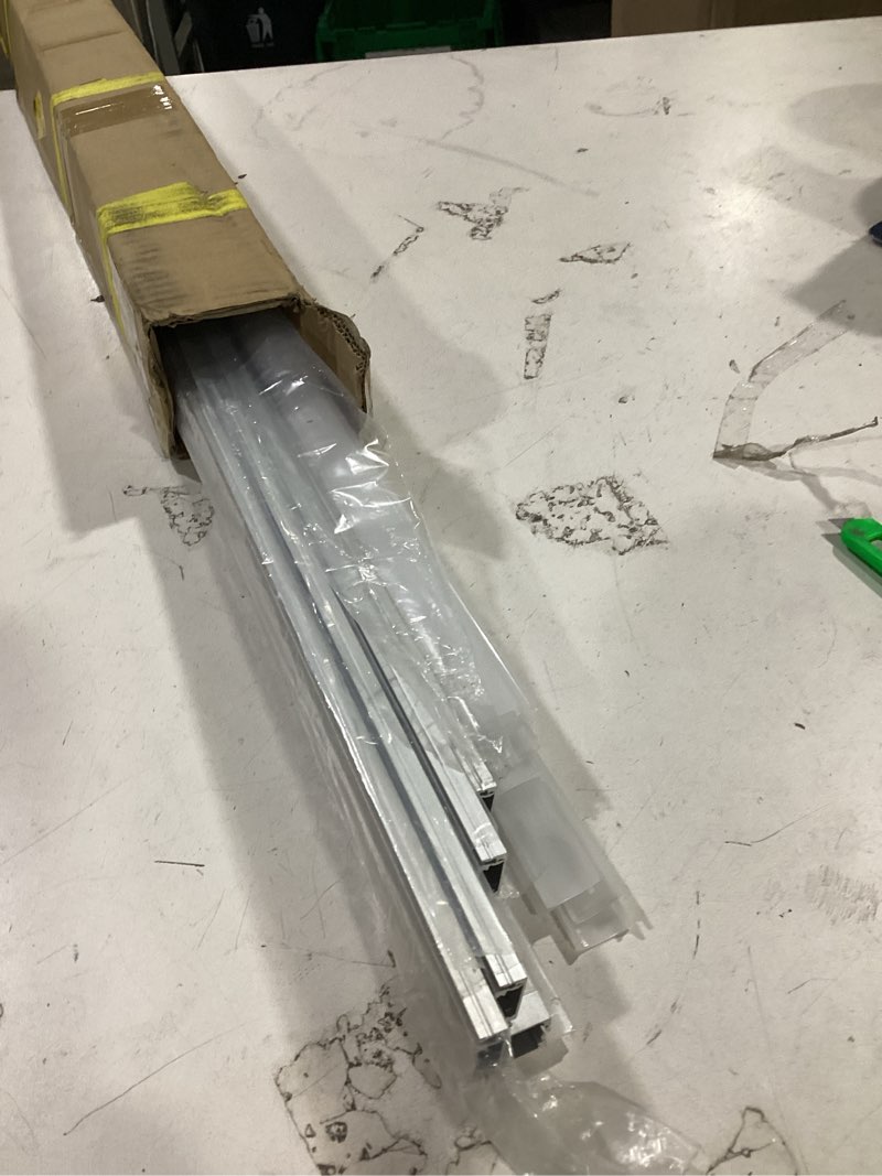 Condition photo showing As Is for hunhun 10-pack 3.3ft/1meter u shape led aluminum channel system with milky cover, end caps and mounting clips, aluminum profile for led strip light installations, very easy installation