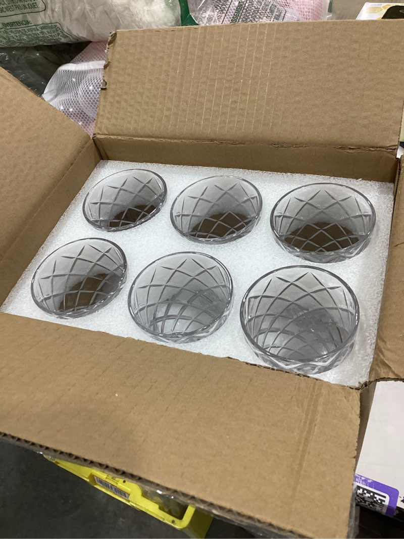 Condition photo showing New/Like New for crystal highball glasses set of 6-14 ounce diamond cut tom collins glasses - textured designer glassware for whiskey,drinks, water, beer, soda grid