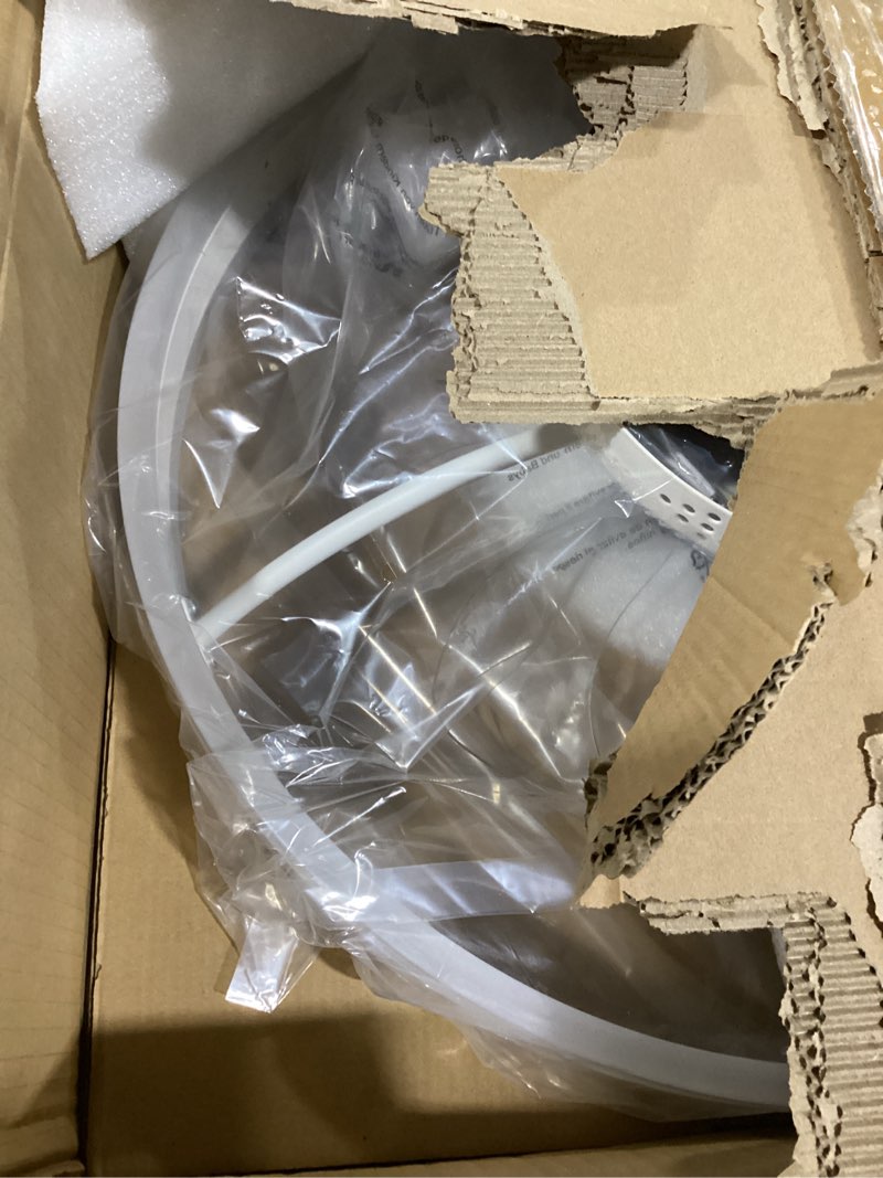 Condition photo showing Good Condition for sterren rgb ceiling fans with lights, 20'' smart led ceiling fan with remote/app control, modern low profile bladeless chandelier fan, dimmable white fandelier for bedroom, living room, kitchen rgb white 19.7 inch