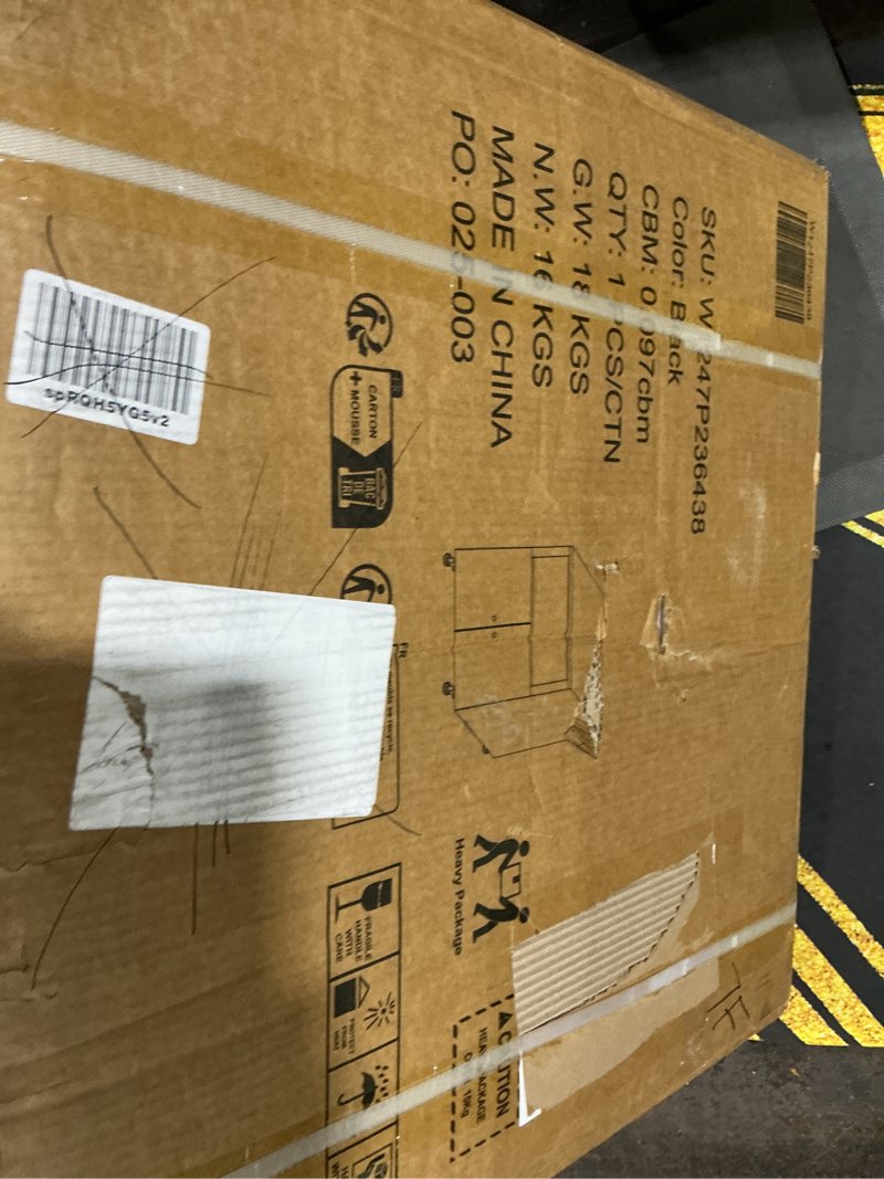 Condition photo showing As Is for Metal Printer Stand with Storage, Heavy Duty Rolling Printer Cabinet with Doors and Adjustable Shelves, Large Printer Table Stand with Wheels for Office Copier Fax, Black