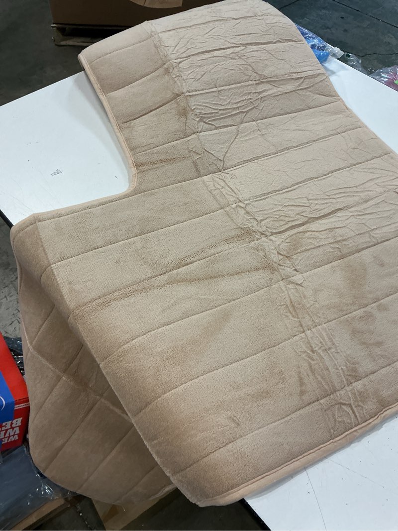 Condition photo showing Good Condition for l-shaped bath mat simple l-shaped long strip bathroom non-slip floor mat flannel absorbent cushion home shower room corner carpet door(apricot,150x80x45cm) apricot 2'7" x 4'11" (flower)