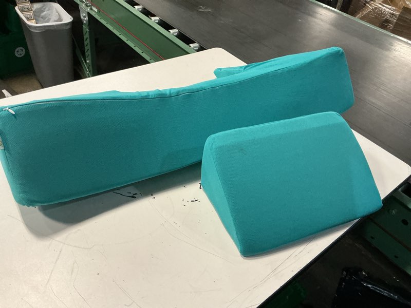 Condition photo showing As Is for bedsore turning wedge pillow side sleeping body positioning anti bed sores treatment bedridden elderly patient foam cushion prevent pressure ulcer incline wedge medical nursing care after surgery green