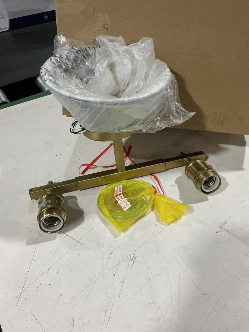 Condition photo showing Good Condition for (similar) 2-light gold wall sconces,vintage bathroom wall sconce light with milk glass double arm brass bathroom vanity light for living room bedroom kitchen e26 hardwire indoor 2 light drum ?brass