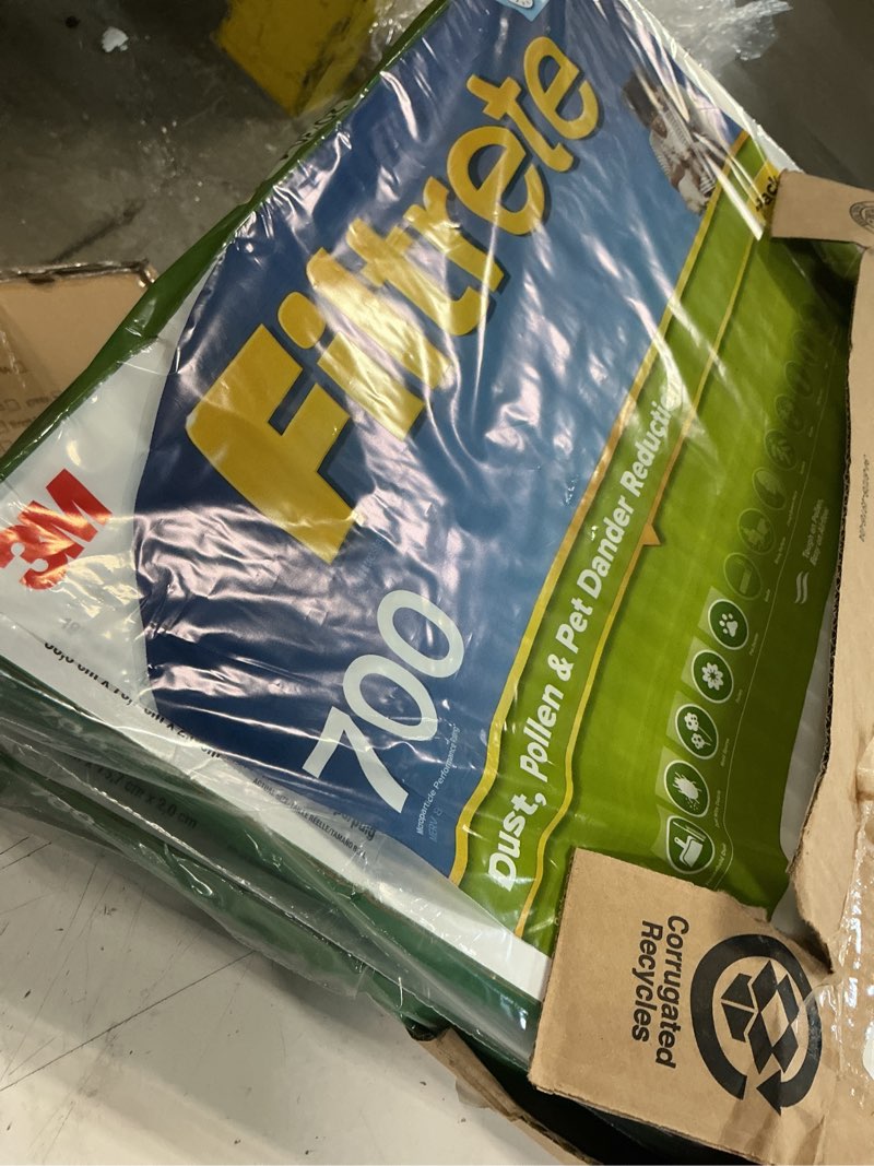 Condition photo showing As Is for filtrete 20x30x1 ac furnace air filter, merv 8, mpr 700, tough on pollen, easy on airflow, 3-month pleated 1-inch electrostatic air cleaning filter, 4-pack (actual size 19.880 x 29.880 x 0.8125 in)