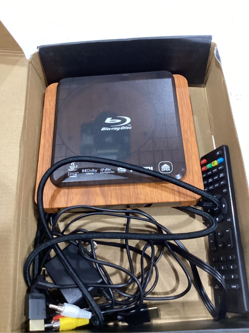 Condition photo showing Good Condition for 1080p full hd blu-ray player with hdmi&av, dolby digital, usb playback, region a1 blu-ray & region 1 dvd support, includes remote & cables retro design
