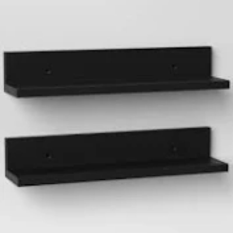 RICHFOCUS Picture Ledge Shelf, 24 inch Floating Shelves Set of 2, Wood Wall Shelves with Lip, Wall D