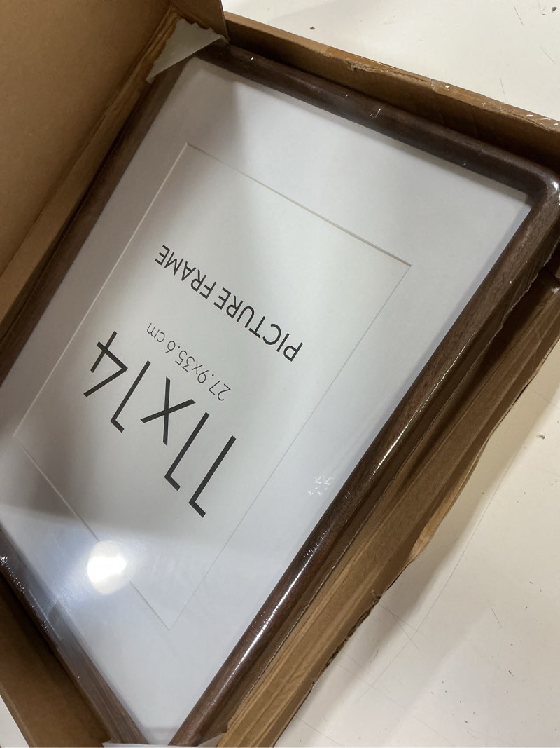 Condition photo showing Good Condition for flyjoe 11x14 picture frame set of 1  natural solid walnut wood photo frame with tempered glass, handcrafted rounded corner 11 x 14 frame matted to 8x10 photo, horizontal or vertical wall mounting 11x14, 1 pack rounded walnut