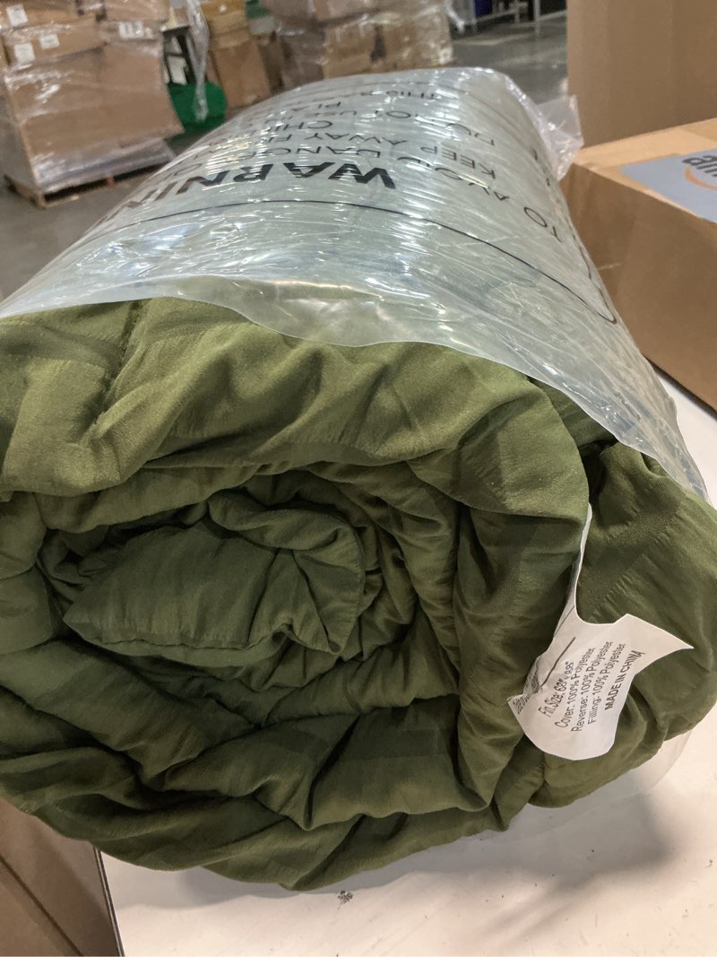 Condition photo showing As Is for zzlpp twin comforter set 5 pieces, olive green seersucker bed in a bag with comforter and sheets, all season bedding sets with 1 comforter, 1 pillow sham, 1 pillowcase, 1 flat sheet, 1 fitted sheet 01 - olive green twin