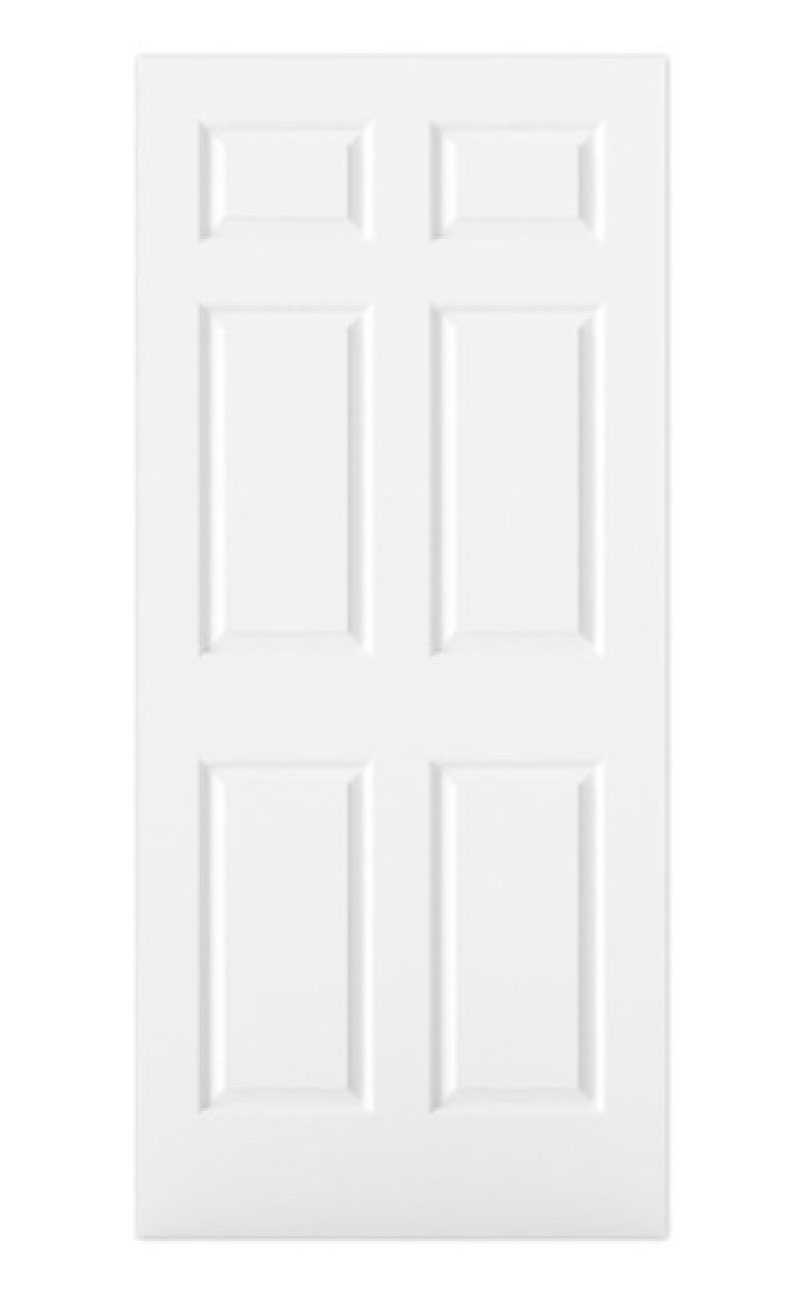barnsmith 36x80 in raised 6-panel textured white primed molded door slab, classic style paintable ho