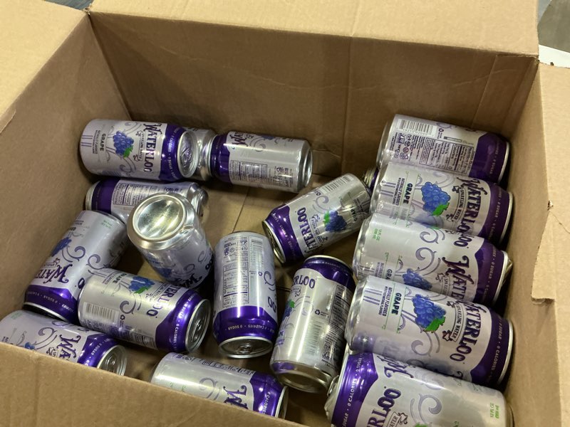 Condition photo showing Good Condition for  ( BBD : JUL/03 /2026 ) Waterloo Sparkling Water, Grape Naturally Flavored, 12 Fl Oz Cans (Pack of 12) – Zero Calories and Zero Sugar or Sweeteners