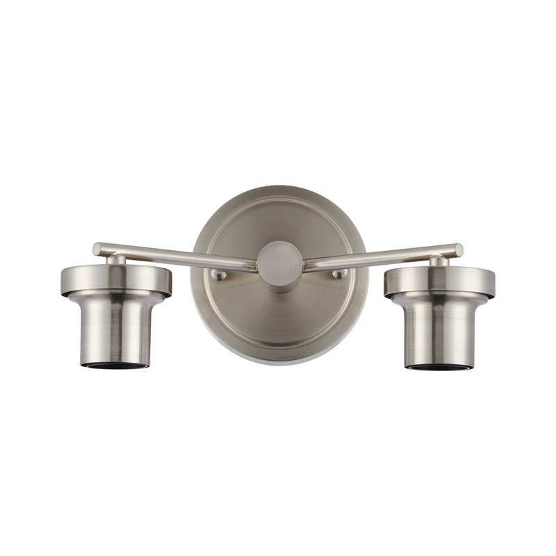 c-lighting budapest satin nickel 2 light e27 round plate wall light (frame only), suitable for a vast selection of glass shades - 62273
