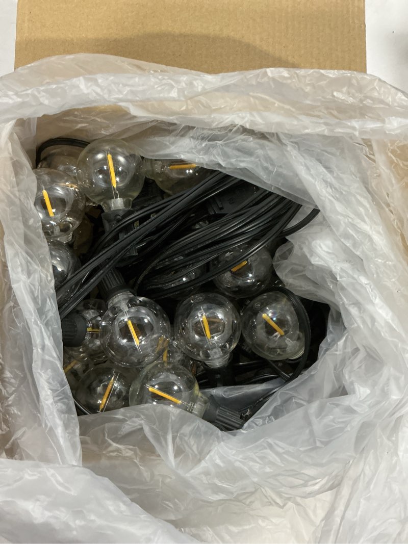 Condition photo showing Good Condition for vipar outdoor string lights, 60ft 32 g40 bulbs patio lights outdoor waterproof, shatterproof vintage connectable led outside hanging light for backyard, porch, garden, deck, bistro, 2700k dimmable