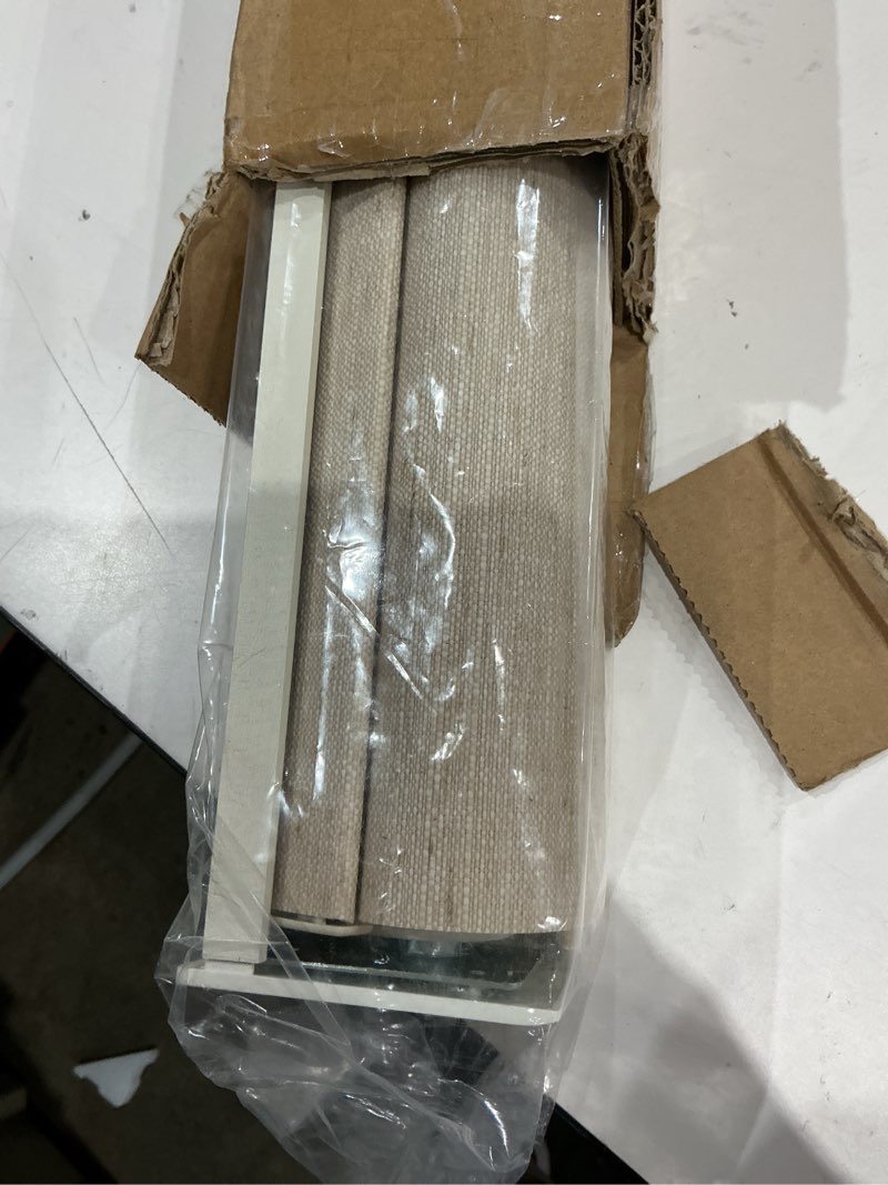 Condition photo showing Good Condition for persilux light filtering roller shades for window blinds,cordless,linen fabric,thermal insulated fabric uv protection shades for home,office,bedroom,door,light filtering-beige,26" w x 72" h 26"w x 72"h light filtering-beige