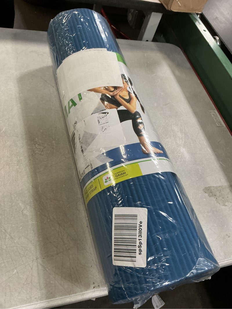 Condition photo showing New/Like New for Gaiam Gaiam Essentials 2/5" Thick (10mm) Yoga & Pilates, Fitness & Exercise Mat with Easy-Cinch Carrier Strap Cusion Support For Fitness and Gym Workouts Navy 2/5" (10MM)