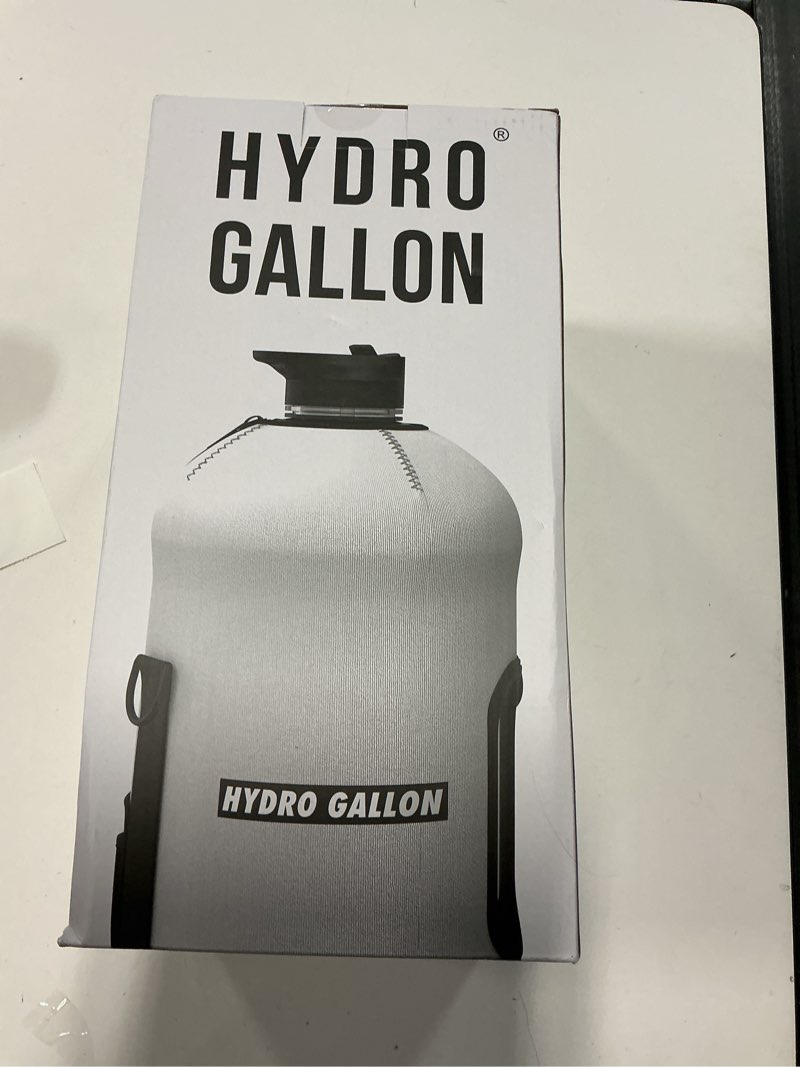 Condition photo showing New/Like New for Hydro Gallon® - 1 Gallon Water Bottle Jug with Insulated Sleeve and Straw Lid, Handle, Motivational Time Marker, Pocket, Shoulder Strap. Leakproof BPA free Large Big Bottle. 128oz (White) White Original