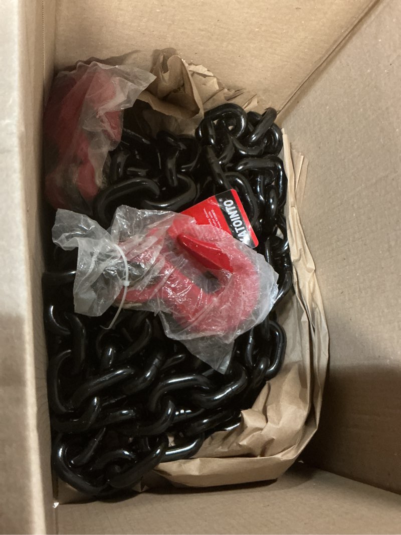 Condition photo showing Good Condition for yatointo 1/2'' chain g80 trailer tow chain 16ft, 12,000 lb wll, red clevis grab hooks, ep black finish, logging chain for towing & trailer tie-down 1/2‘’ x 16ft ep-black