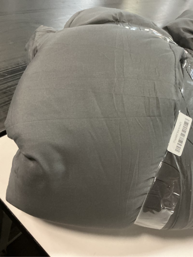 Condition photo showing As Is for Monbix King Size Comforter Set - 7 Pieces Bed in a Bag King, Grey Bedding Sets with Comforter, All Seasons Comforter Bed Set with Sheets, Pillowcases & Shams Bright Gray King(102"X90")
