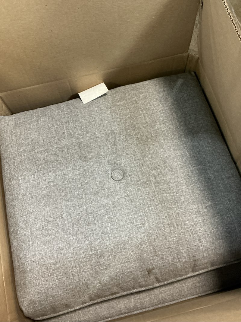 Condition photo showing Good Condition for summsun outdoor cushions for patio furniture, faux linen water resistant backrest and deep seat cushion set with removable cover, ties, non-slip bottom, 22 x 22 inch, sage green, set of 4 sage green 4p/22*22 + 22*20 inch