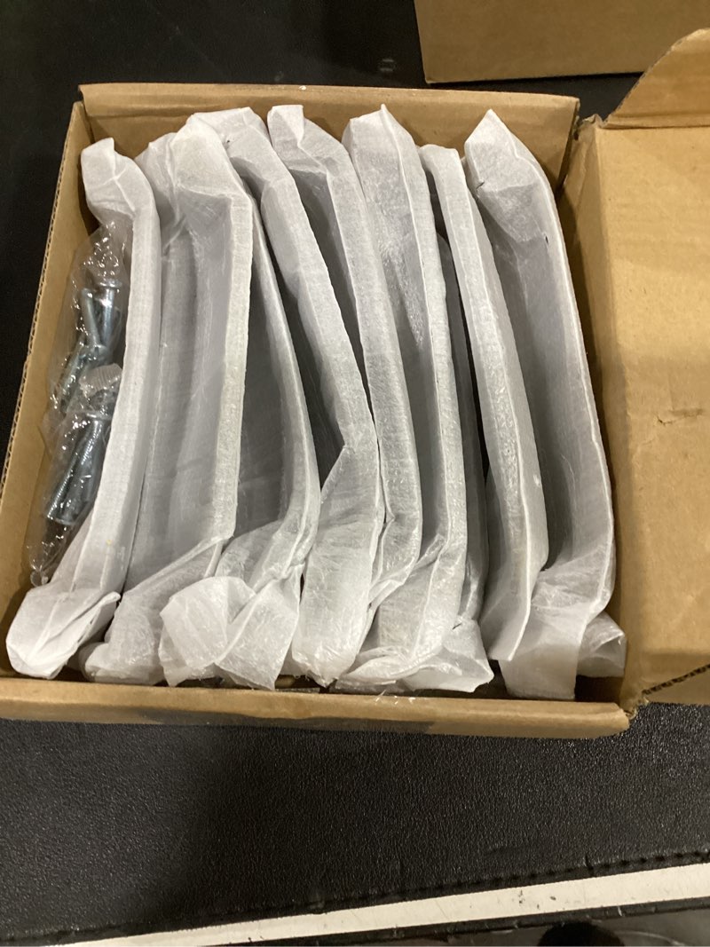 Condition photo showing New/Like New for khtumeware 10 pack cabinet pulls, 5 inch (128mm) vintage drawer handles, brushed antique brass, zinc alloy, for kitchen cabinets, 1.3 inches projection, includes screws cup pulls 5" hole centers 10 pack brushed antique brass
