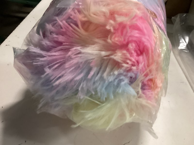 Condition photo showing Good Condition for xege kids fluffy faux fur bean bag chair cover (no filler), soft furry stuffed animal storage bean bag cover for plush toys, shaggy fuzzy beanbag for kids teens girls children, anti-slip, rainbow rainbow small(28"x28"x32")
