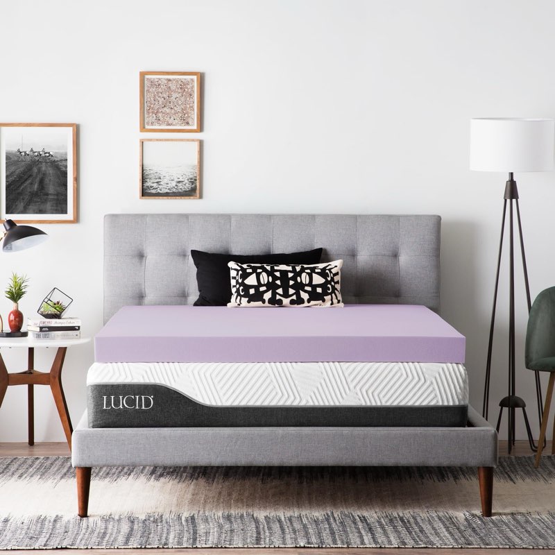 lucid 4 inch lavender memory foam mattress topper, twin size – essential oil infusion – ultra plush 