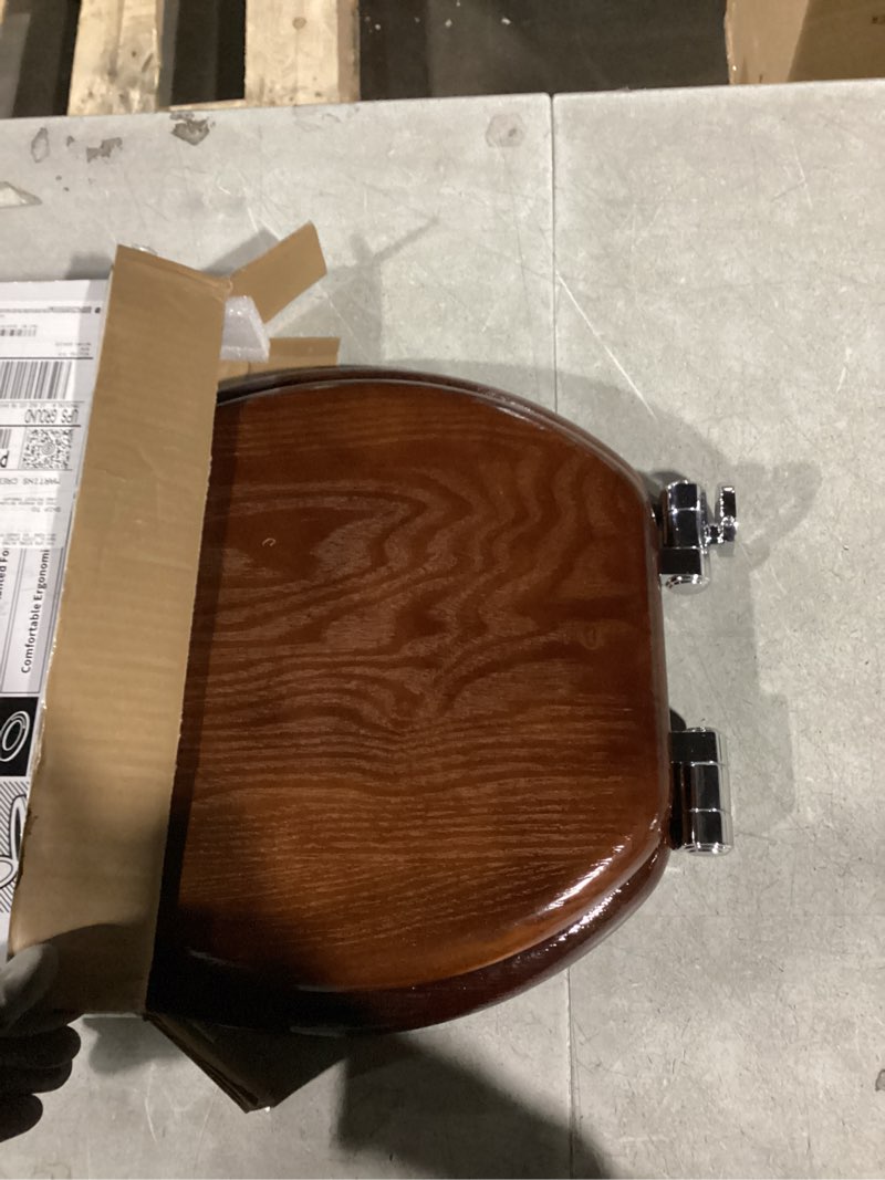 Condition photo showing Good Condition for Angel Shield Toilet Seat Round Wood with Slow Close,Easy Clean,Quick-Release Hinges (Round,Dark Walnut)