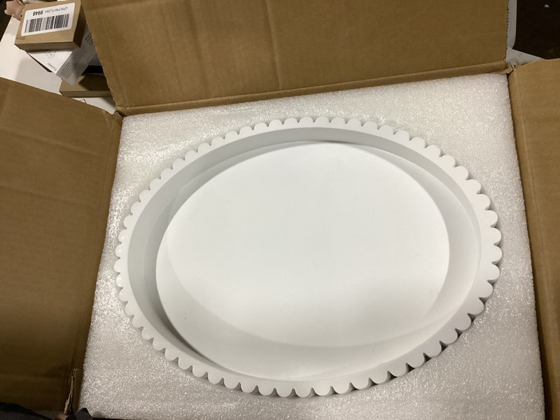 Condition photo showing Good Condition for oval tray for coffee table decor, 15" concrete tray, table centerpieces decorative trays for home decor, modern decorative trays for coffee tables, centerpiece trays, white white 15" x 11" x 1.5"