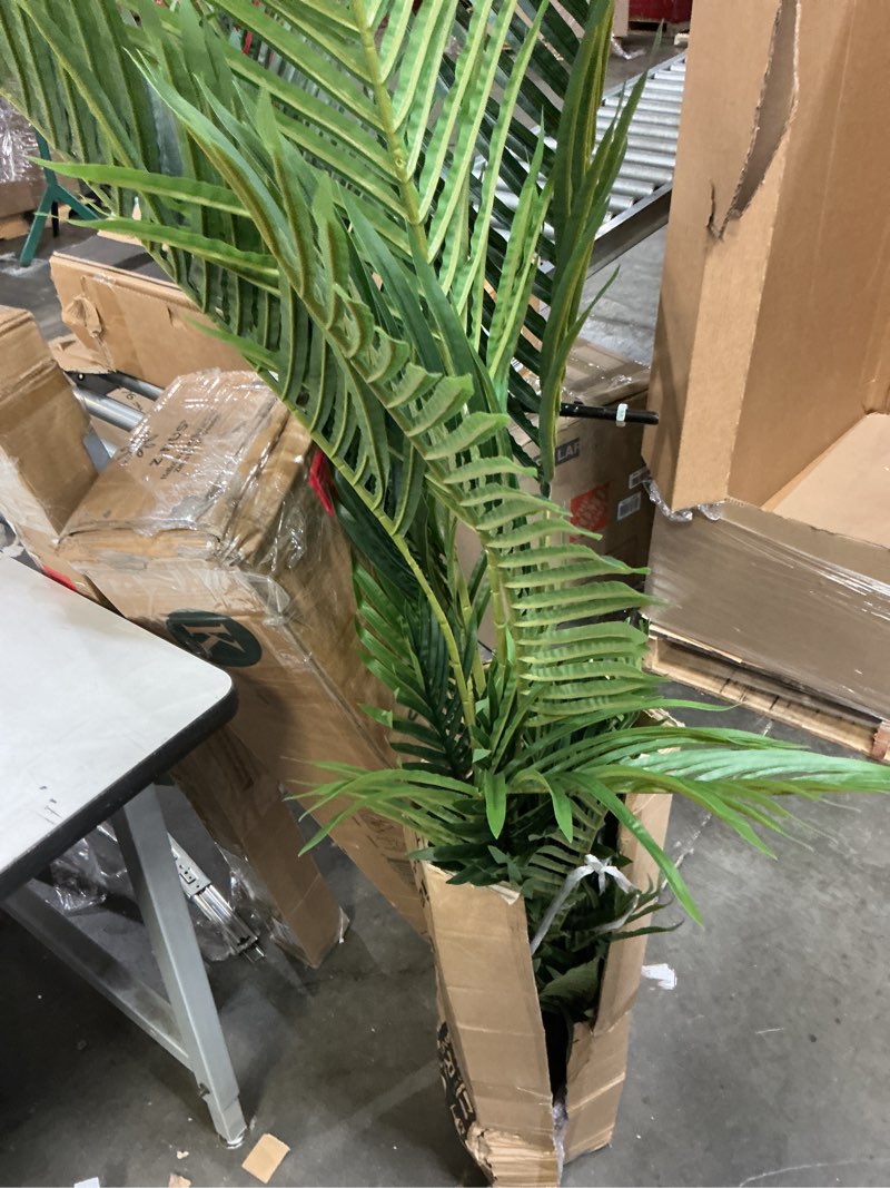 Condition photo showing As Is for (One piece) Fopamtri Artificial Areca Palm Plant 5 Feet Fake Palm Tree with 17 Trunks Faux Tree for Indoor Outdoor Modern Decoration Dypsis Lutescens Plants in Pot for Home Office (Set of 2) 5ft-2 Pcs