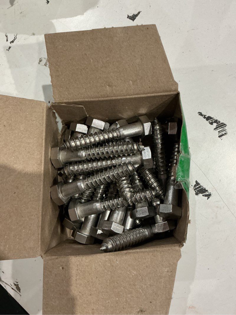 Condition photo showing Good Condition for hillman 1/2 in. x 3 in. l hex stainless steel lag screw 25 pk