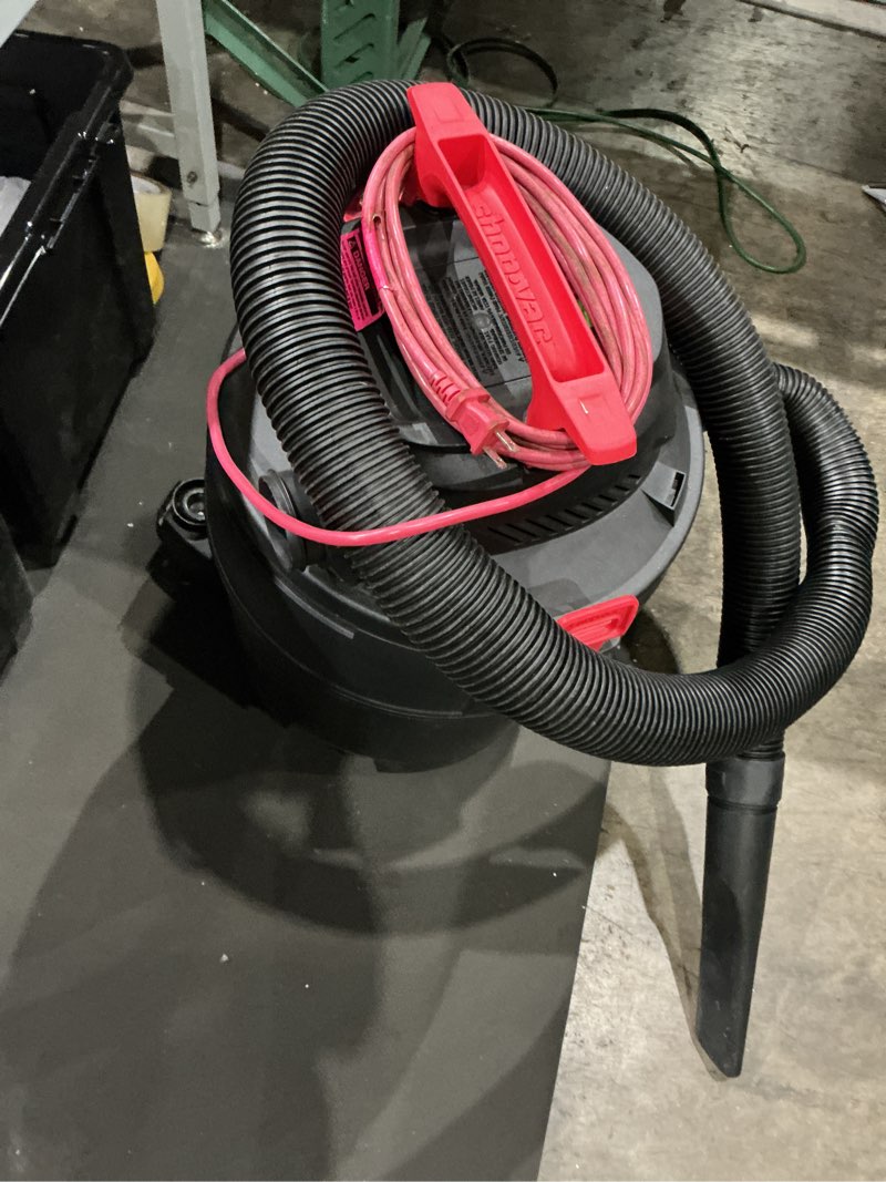Condition photo showing As Is for shop-vac 12-gallon 5.5 hp corded wet/dry shop vacuum with accessories included