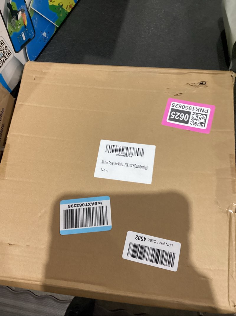 Condition photo showing As Is for 12x12 Vent Register [Duct Opening], Vent Covers for Home Ceiling, Two-Way Ventilation Register, Adjustable Solid Steel Wall Register Vent Cover (12"W x 12"H [Duct Opening])