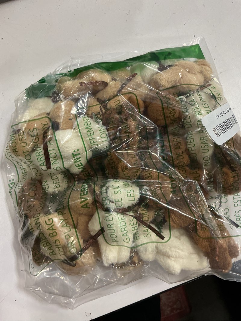 Condition photo showing As Is for Jenaai 24 Pack Mini Bears with Bow Tie 2.35 Inch Plush Stuffed Tiny Bears Doll Bulk Small Animal for Valentine Gift Christmas Birthday Gifts Party Favors DIY Keychain Crafts