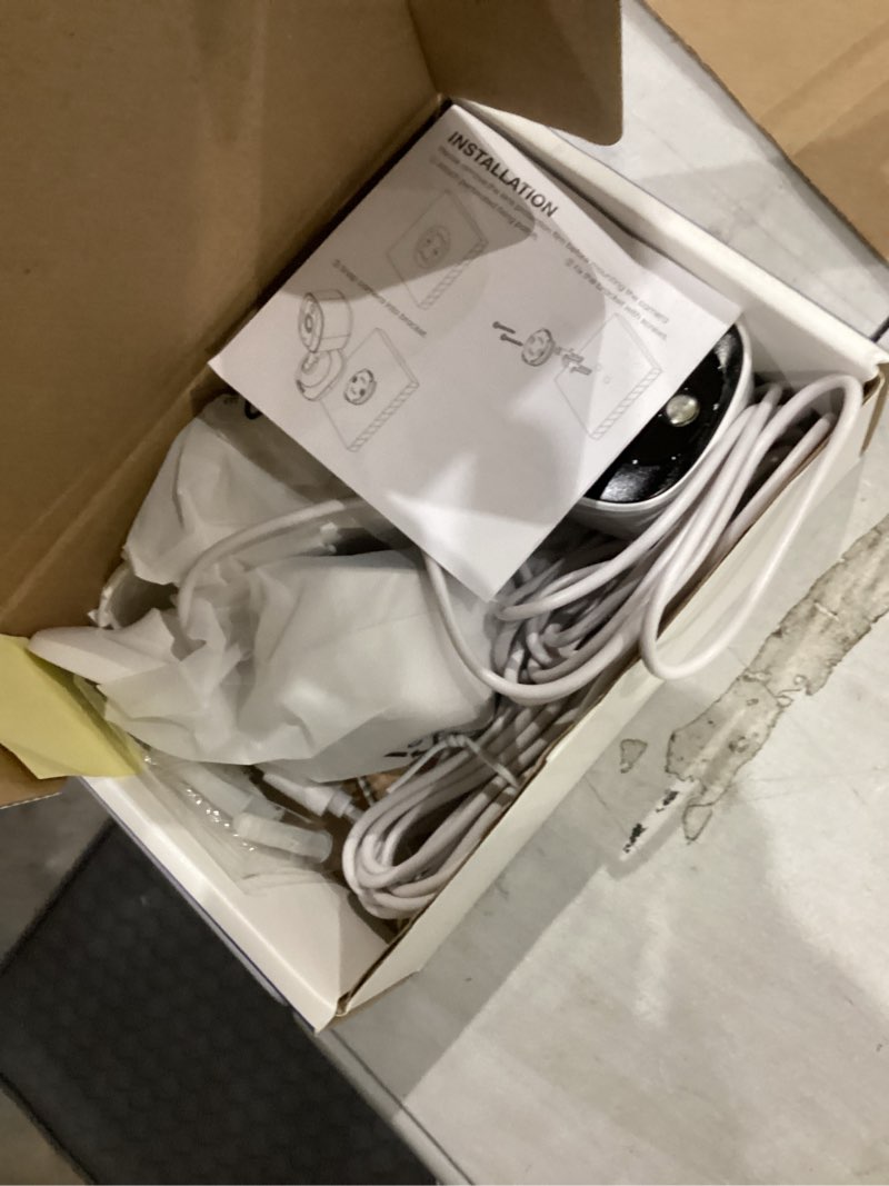 Condition photo showing New/Like New for 2k cameras for home security-outdoor/indoor camera for dog/cat/pet/nanny/baby/elderly, color night vision, white light, siren, 24/7 sd recordings, works with alexa, plug in (c1-white-2pack-2.4g)