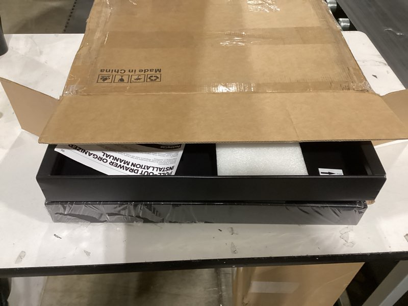 Condition photo showing Good Condition for 2 Pack Expandable Pull Out Cabinet Organizer 16.5"Deep With Raising Pad for Framed Cabinets,Upgrade 3 Slide Rails Slide Out Drawers,No Drill Roll Out Shelves,Adjustable Width 12.2"-20.4"Black Black 16.5"D x 12.2"-20.4"W(2Pack)