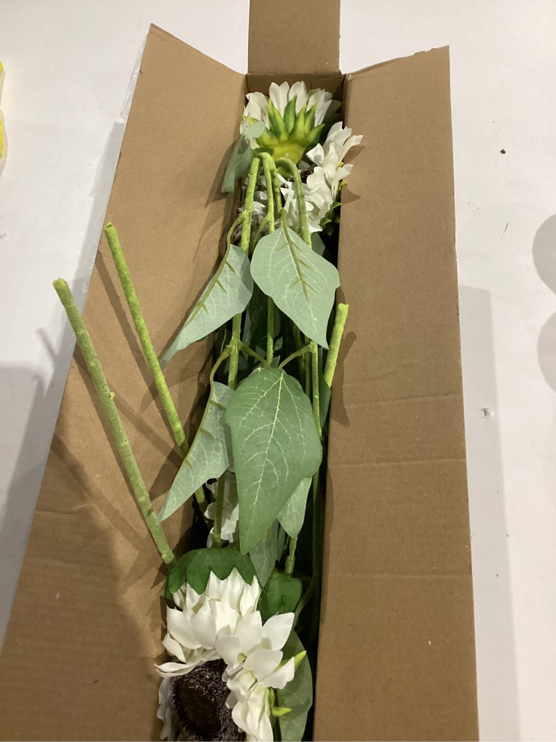 Condition photo showing New/Like New for atfl fake sunflowers,6pcs artificial sunflowers home decor,white sunflowers aritificial flowers for wedding garden vase birthday party decor (6, white) 6 white