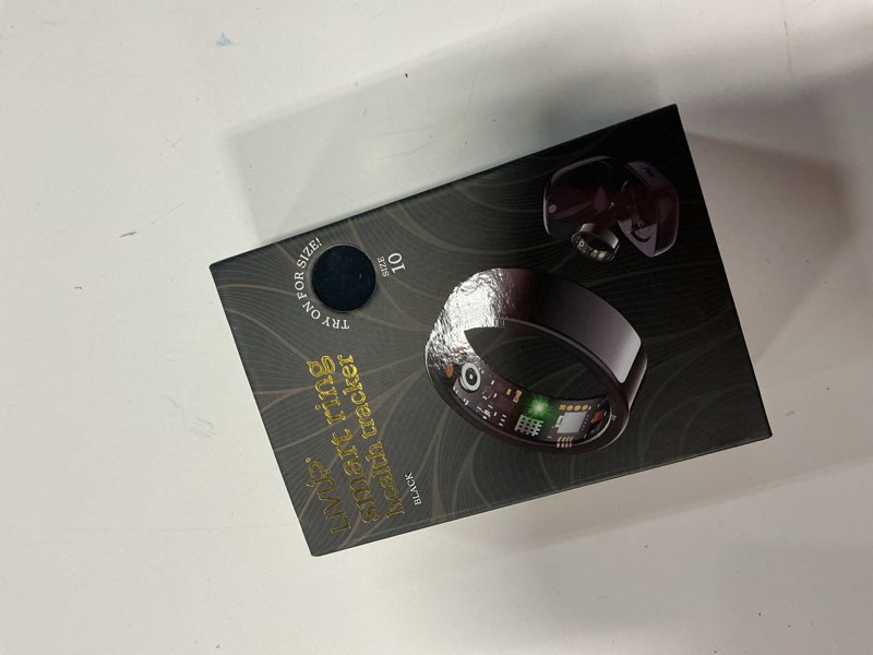 Condition photo showing As Is for similar smart health ring, stress and sleep monitoring functions, compatible with ios and android, waterproof fitness, unisex, no subscription fee. 10 black ring