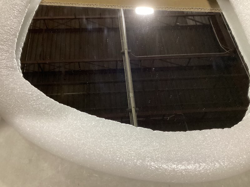 Condition photo showing Good Condition for Asymmetrical Wall Mirror for Decor 17.5"*22.5", Modern Black Framed Wall Mirror for Living Room Bathroom Bedroom Entryway ELE-STOU-0066B Mat Black 22.5"L x 17.5"W