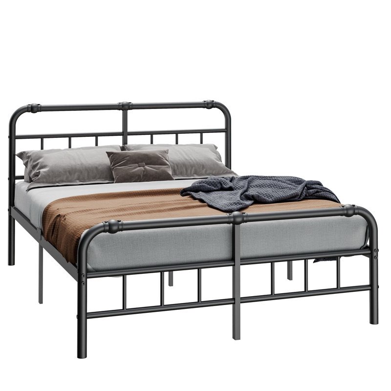 Ableton Heavy - Duty Anti- Sway 18 - inch Steel Tube Iron Bed with H