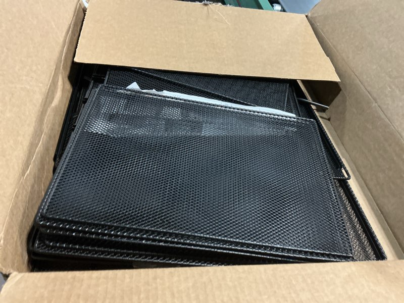 Condition photo showing As Is for EasyPAG Mesh Desk Paper Organizer 14 Solts Mesh Desk File Organizer with Handle Paper Sorter Organizer for Letter/A4 Office File Folder Holder - Black 14 Slots Black