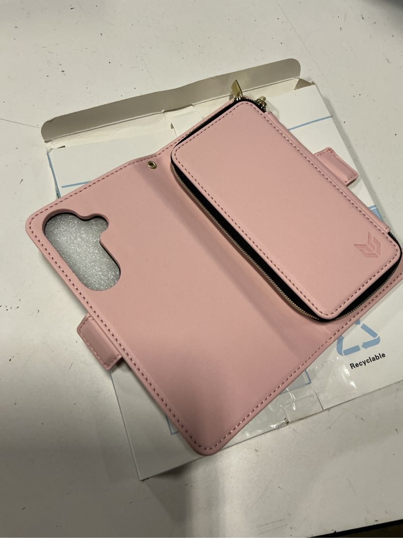 Condition photo showing New/Like New for djbear for samsung galaxy s26 wallet case for men & women, all-in-one flip folio cover with 9 card slots, zipper pocket, detachable wrist strap, full body protection for samsung s26 rose gold