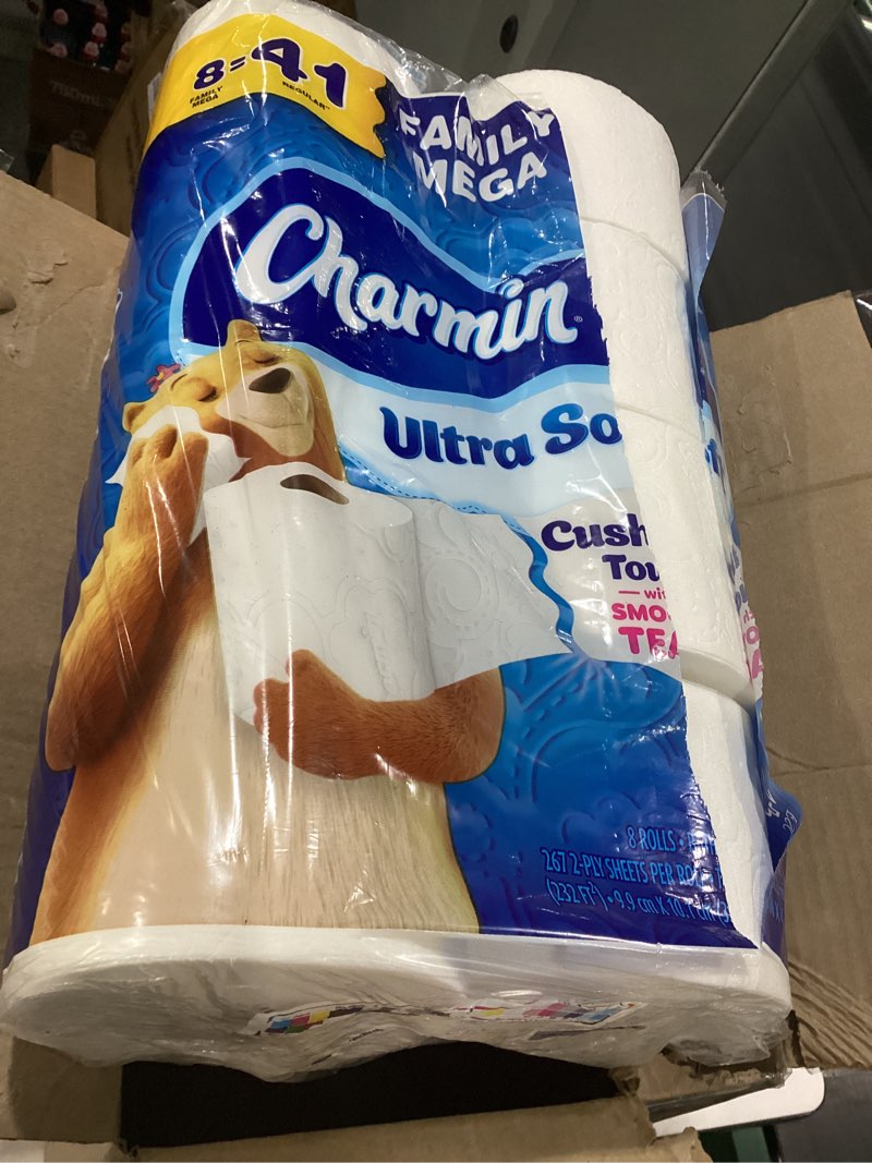 Condition photo showing Good Condition for Charmin Ultra Soft Cushiony Touch Toilet Paper, 24 Family Mega = 123 Regular Rolls, White