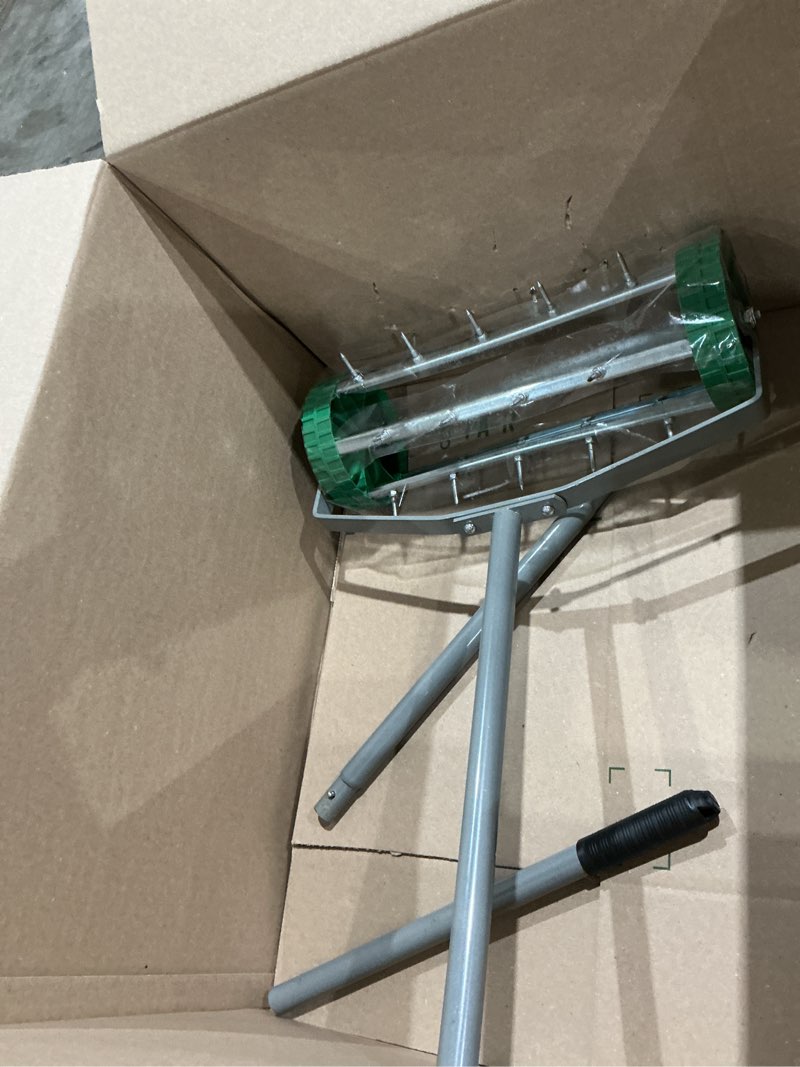 Condition photo showing Good Condition for colwelt spike lawn aerator, heavy duty rolling lawn aerator, garden yard rotary push lawn aeration with 49inch steel handle