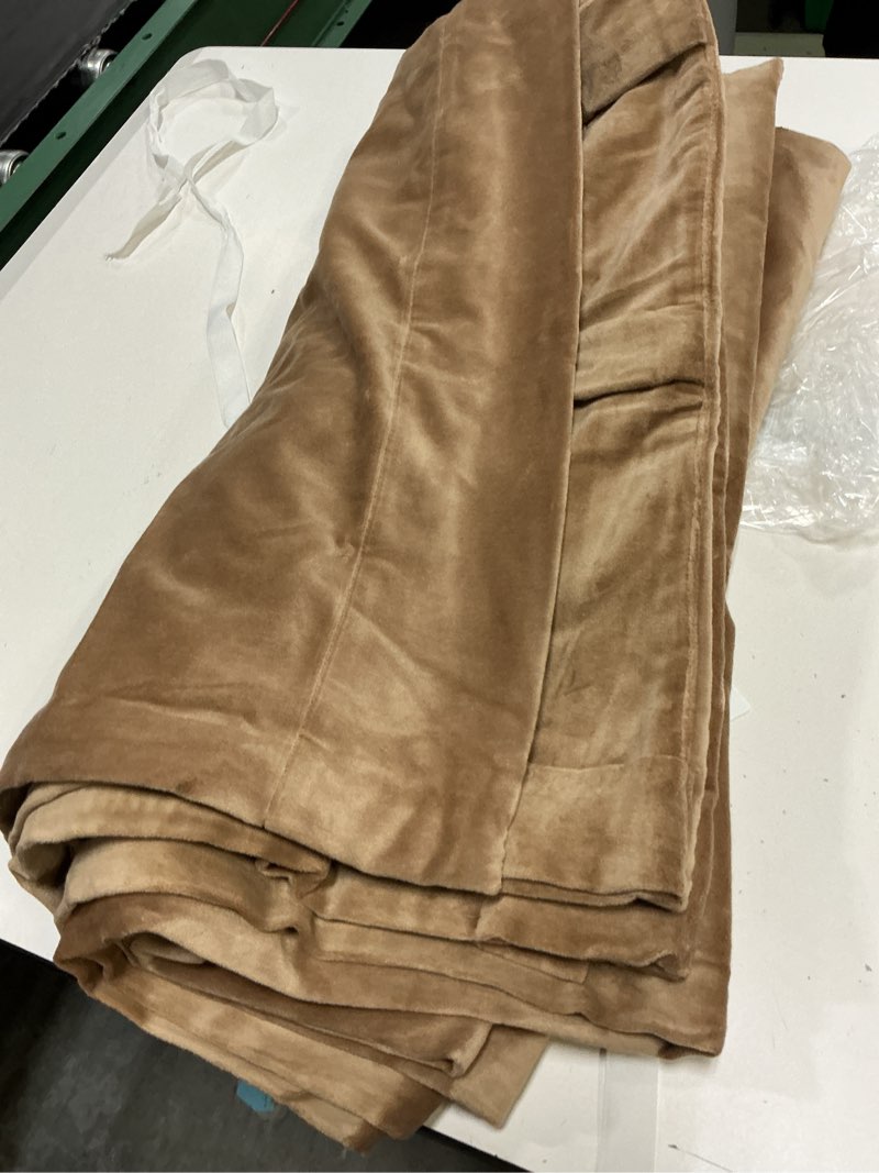 Condition photo showing Good Condition for quince cotton velvet curtain - single panel 48” x  84” camel