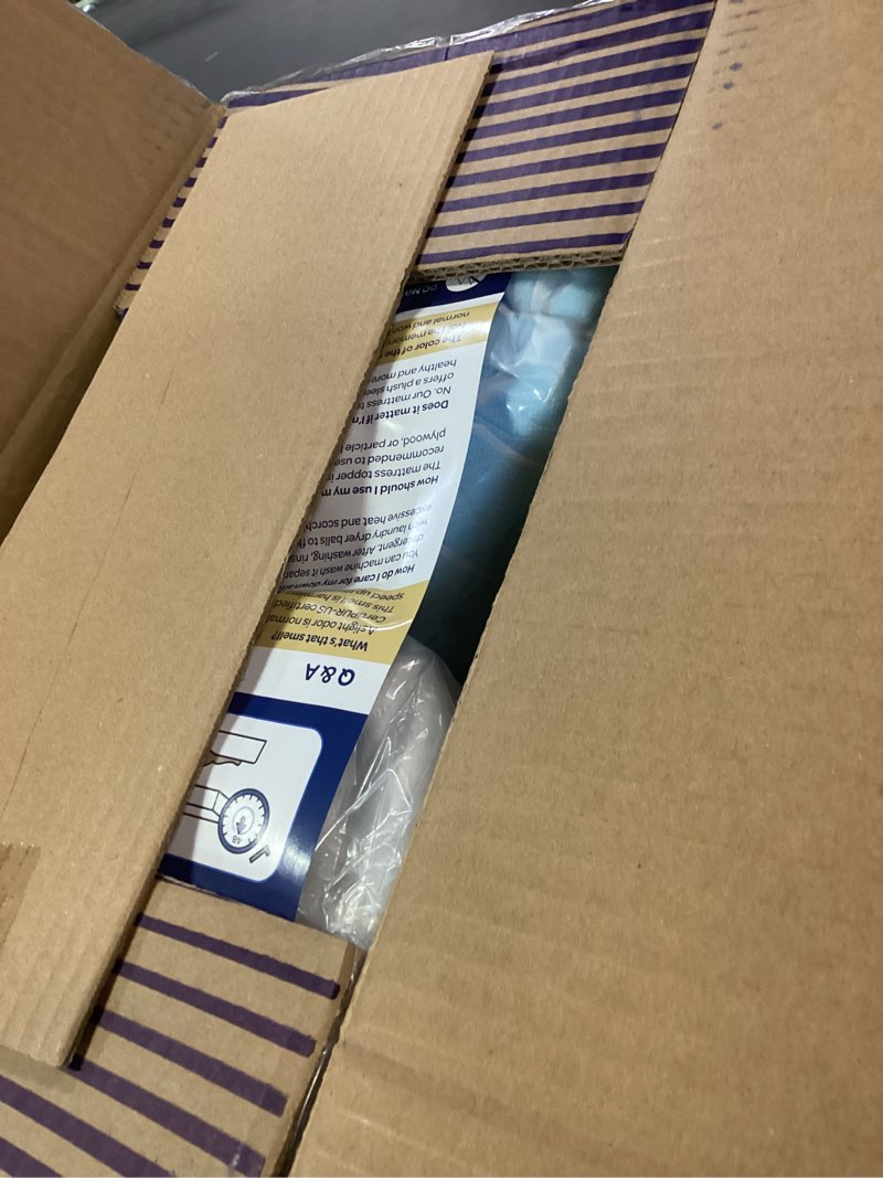 Condition photo showing New/Like New for OhGeni Cooling 4 inch Dual Layer Twin XL Mattress Topper for College Dorm Room Essentials, 2 inch Gel Memory Foam, 2 inch Down Alternative Pillow Top Pad, Mattresses Cover for Bed, 6”-19” Deep Pocket White Twin XL