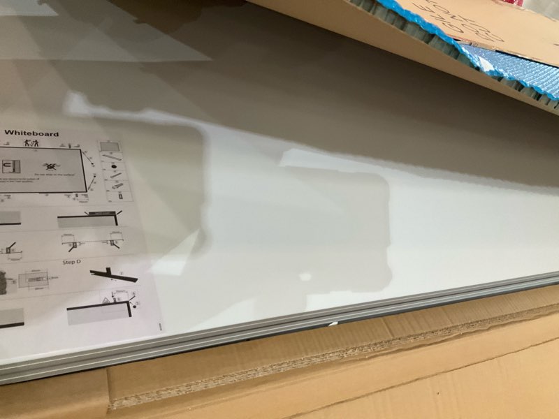 Condition photo showing As Is for jiloffice large magnetic white board, dry erase board 96 x 48 inch, silver aluminum frame wall mounted board for office home and school 96 x 48 inch silver