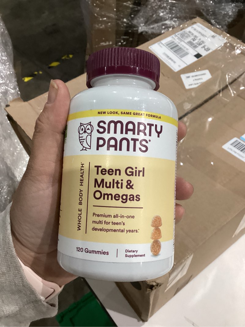 Condition photo showing New/Like New for SmartyPants Teen Girl Multivitamin Gummies: Omega 3 Fish Oil (EPA/DHA), Vitamin C, D3, B12, Vitamin A, K & Zinc, Gluten Free, Includes Biotin to Support Hair, Skin & Nails, 120 Count (30 Day Supply) Old Formula