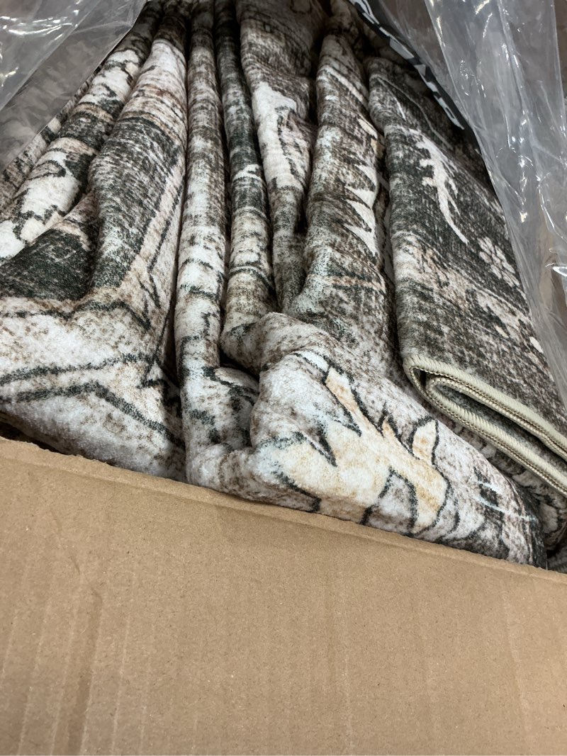 Condition photo showing Good Condition for vintage area rug 9x12 brown washable living room large carpet non slip bedroom indoor office low pile traditional distressed retro accent rug for dining room 9' x 12' (rectangular) accent brown