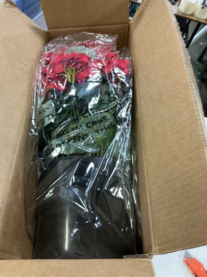 Condition photo showing New/Like New for glidlion 2 pack artificial geranium flowers topitary trees for outdoors, uv resistant geraniums potted bushes look real silk faux plants for front door garden porch planter farmhouse home decor (red)
