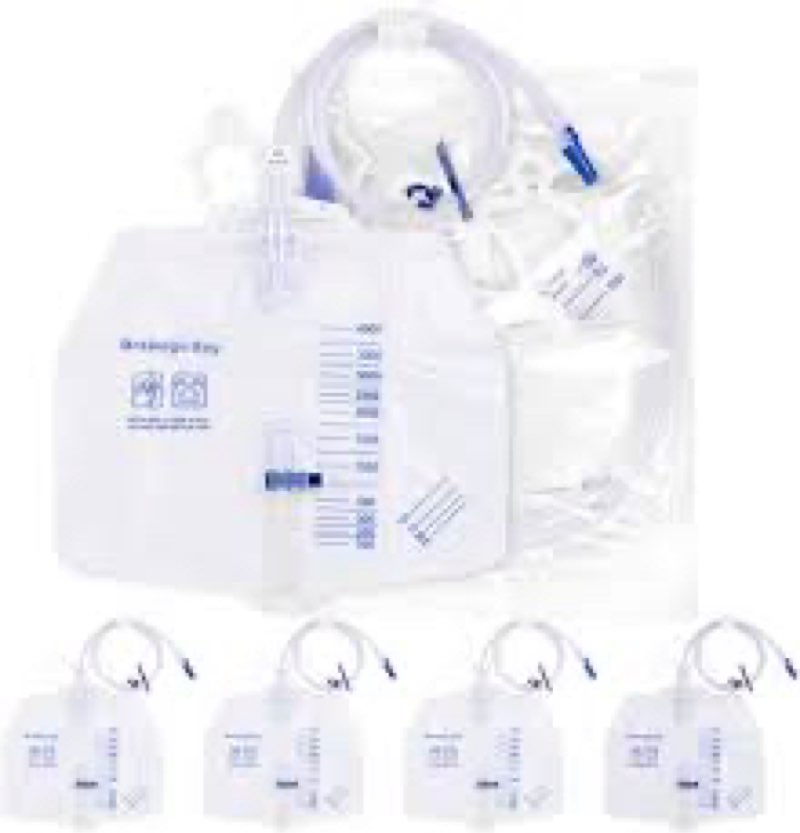 Ehoycq 5 Pack 4000ml Sterile Urinary Drainage Bags, Catheter Bags with Anti-Reflux Chamber and 48" D
