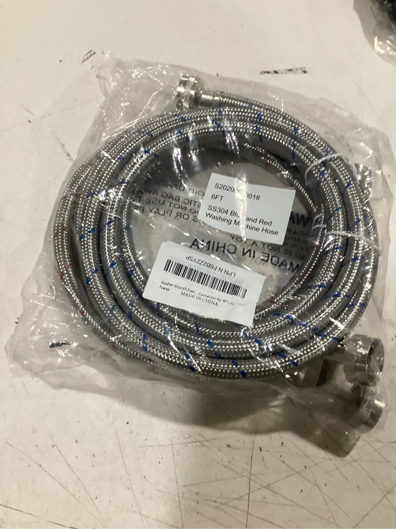 Condition photo showing Good Condition for washer hose 6ft,stainless steel washing machine hose 6 foot with 90 degree elbows 2 packs braided premium washer hoses supply lines-hot and cold striped water connection-by miflus,10 years warranty stainless steel 6foot-elbow